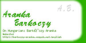aranka barkoczy business card